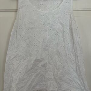 J. Jill Elegant White Sleeveless Eyelet Top